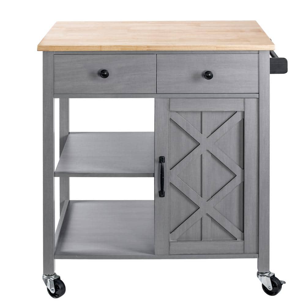 FESTIVO Gray Kitchen Cart with Wood TopFKC20121 The Home Depot