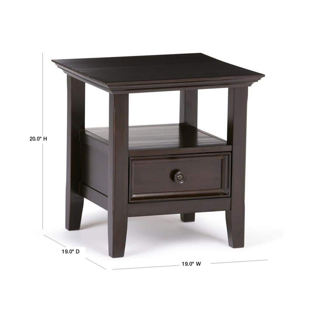 Amherst Hickory Brown Solid Wood 19" Square Transitional End Table with Storage