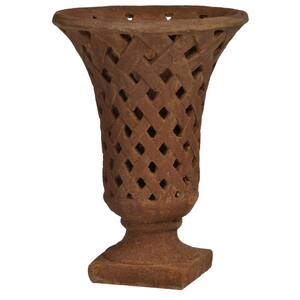 9.7 in. Dia Brown Stone Weave Planter with Flared Top