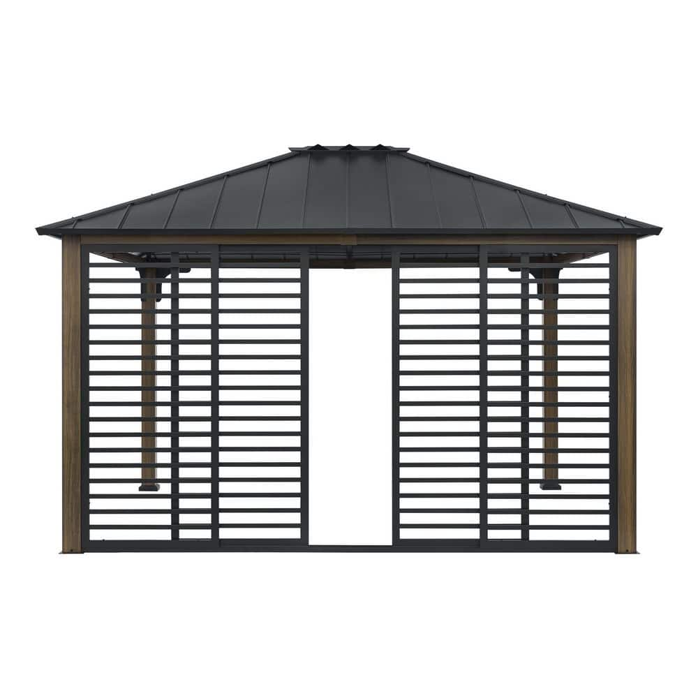 Hampton Bay Iron Creek 11 ft. x 13 ft. Black Hard Top Gazebo