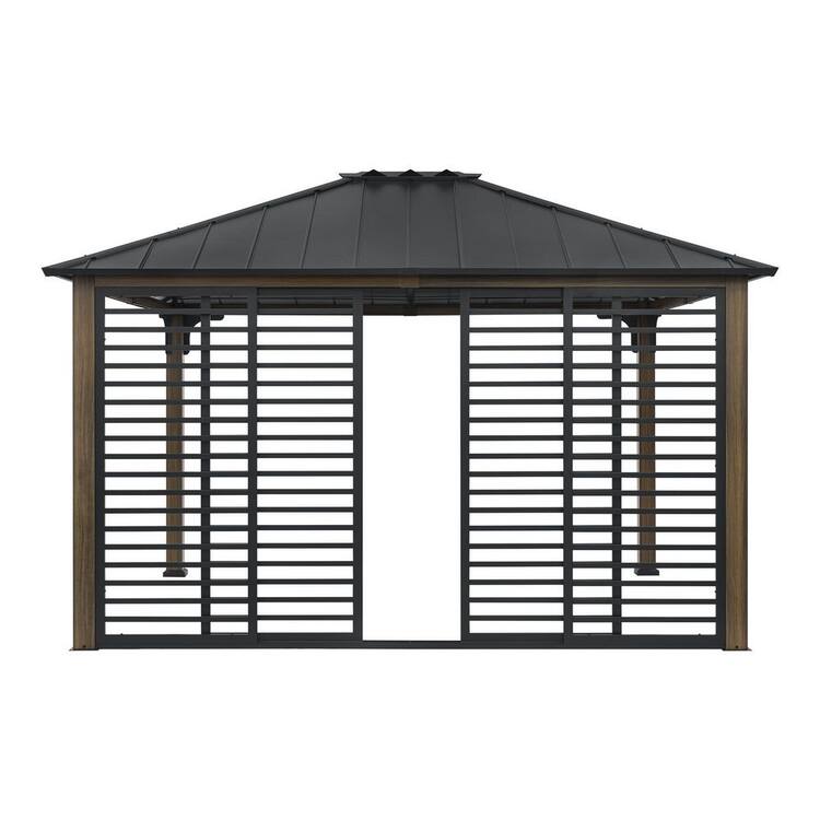 Hampton Bay Iron Creek 11 ft. x 13 ft. Black Hard Top Gazebo Home