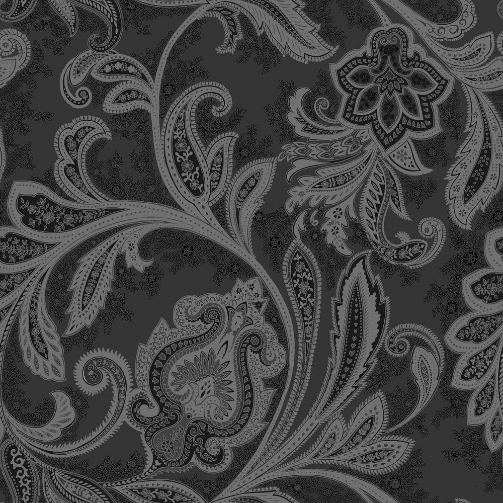 Elegance Collection Dark Grey Paisley Design Pearlescent Finish Non-Pasted 