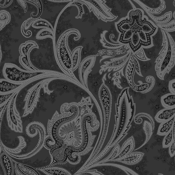 Unbranded Elegance Collection Dark Grey Paisley Design Pearlescent Finish Non-Pasted Non-Woven Wallpaper Sample