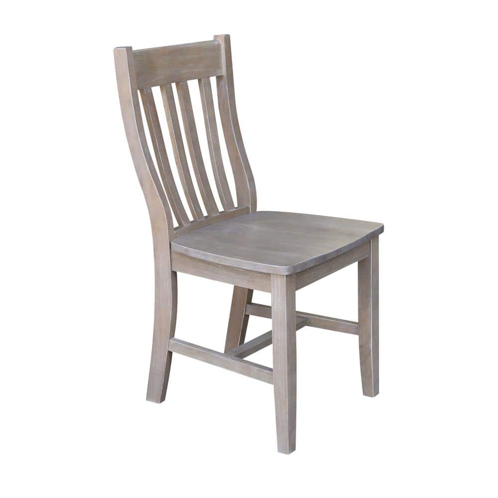 Washed Gray Taupe 36" Round Extension Dining Table with 4 Cafe Chairs