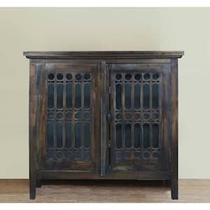Shabby Chic Cottage Vintage Iron Brown Accent Cabinet