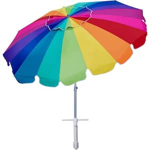 7.5 ft. Heavy-Duty High Wind Beach Umbrella with sand anchor and Tilt Sun Shelter in (Rainbow)