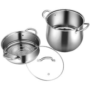 4.2 qt. Stainless Steel Stock Pot in Silver with 2 qt. Steamer Insert and Lid
