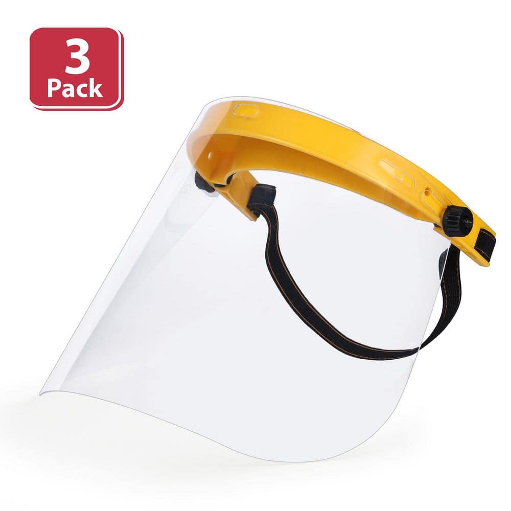 BISON LIFE Yellow Reusable Facial Protection Clear Face Shield (3