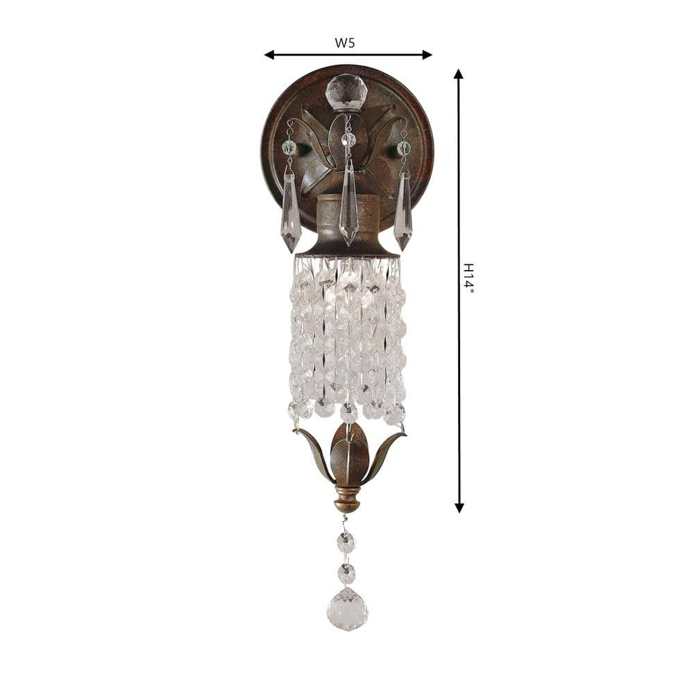 Versailles Inspired British Bronze Wall Sconce with Crystal Accents