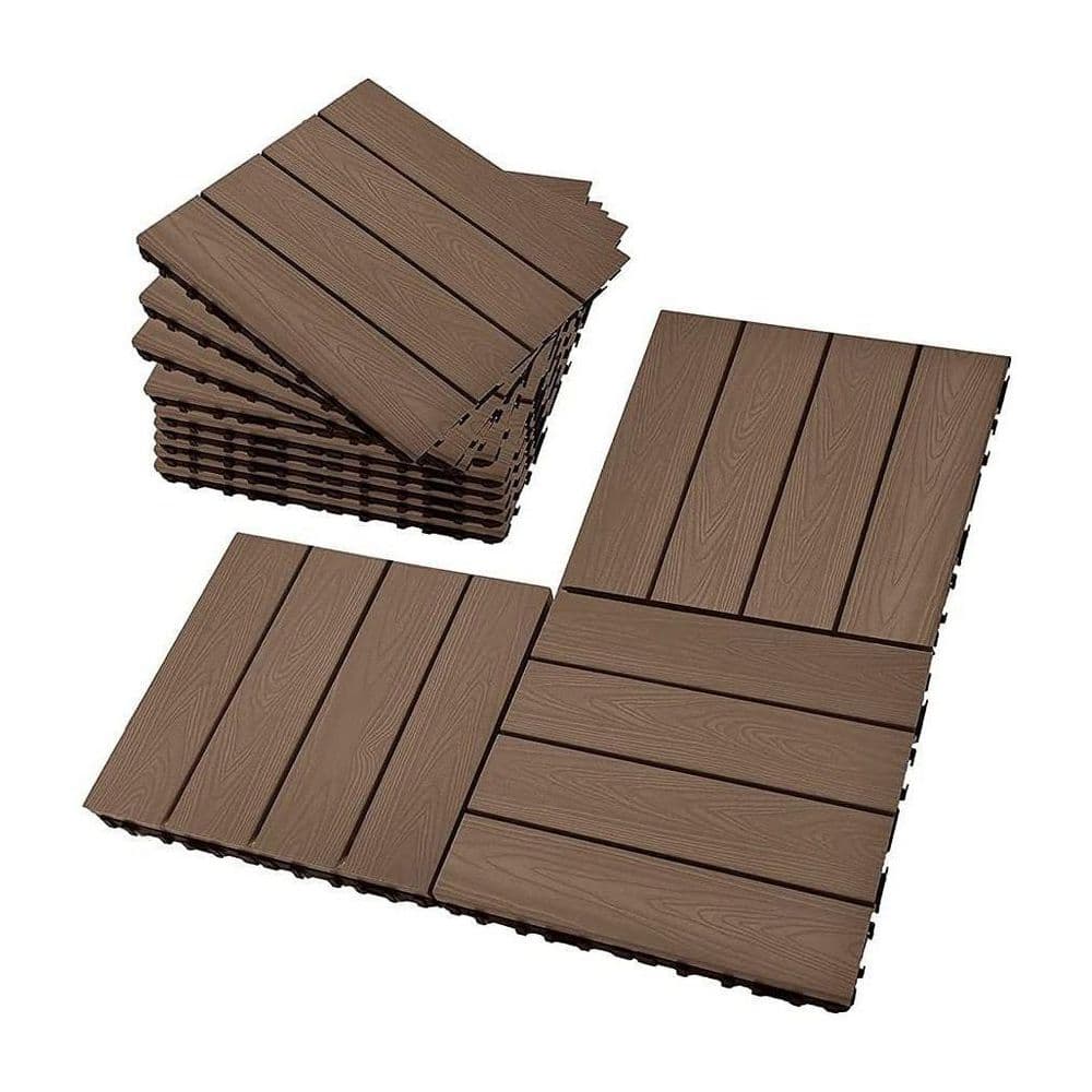 1 ft. x 1 ft. Quick Deck Outdoor Composite Deck Tile in Coffee (6-Pack)