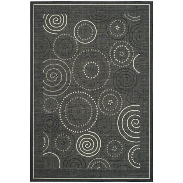 SAFAVIEH Courtyard Black/Sand 7 ft. x 10 ft. Border Indoor/Outdoor Patio  Area Rug