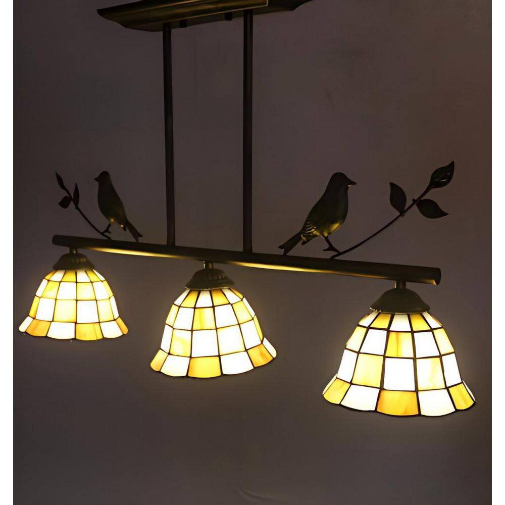 Veloria 3-Light Bronze Tiffany Island Hanging Pendant Light with Multi-Colored Stained Glass Lamp Shade price history on PriceWatchPro