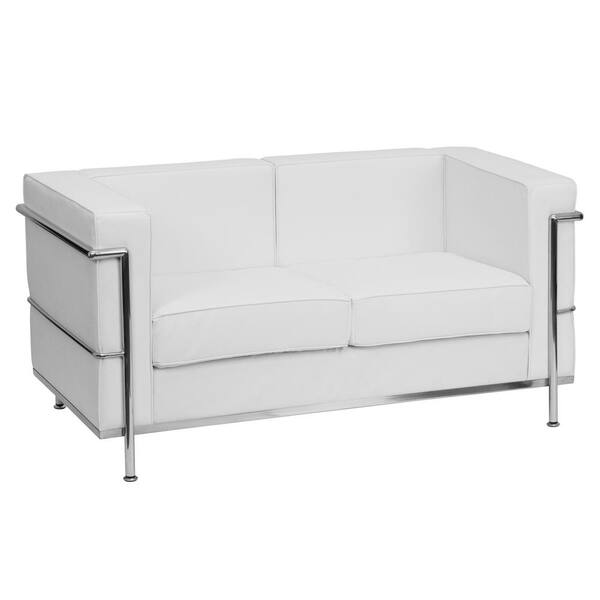 White Faux Leather 2 Seater Loveseat, White Faux Leather 2 Seater Sofa