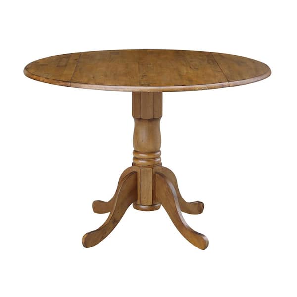 International Concepts Distressed Pecan, Distressed Round Dining Table With Leaf