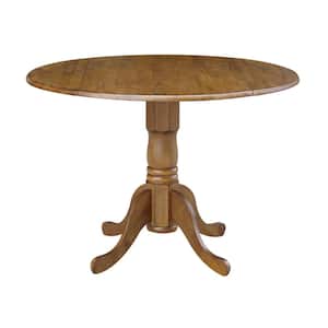 Distressed Pecan Solid Wood Dropleaf Dining Table