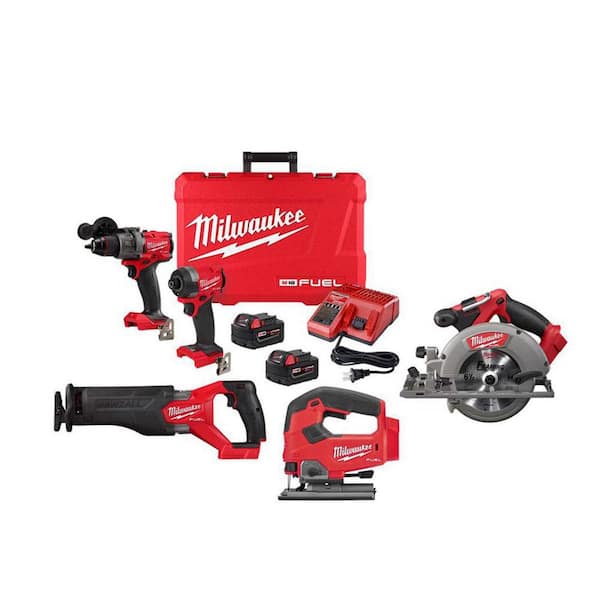 Milwaukee M18 FUEL 18-Volt Lithium Ion Brushless Cordless Combo Kit 4-Tool with Cordless Jig Saw