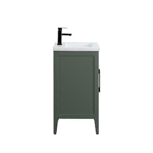 24 in. W x 18.5 in D x 34 in. H Single Sink Bathroom Vanity Cabinet in Vintage Green with Ceramic Top