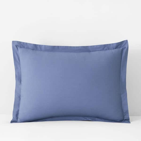 Company Cotton Garment Wash Percale Denim Blue Standard Sham