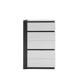 Summit Run 5-Drawer White and Metallic Gray Chest of Drawers (47.63 in. H X 31.5 in. W X 17.88 in. D)