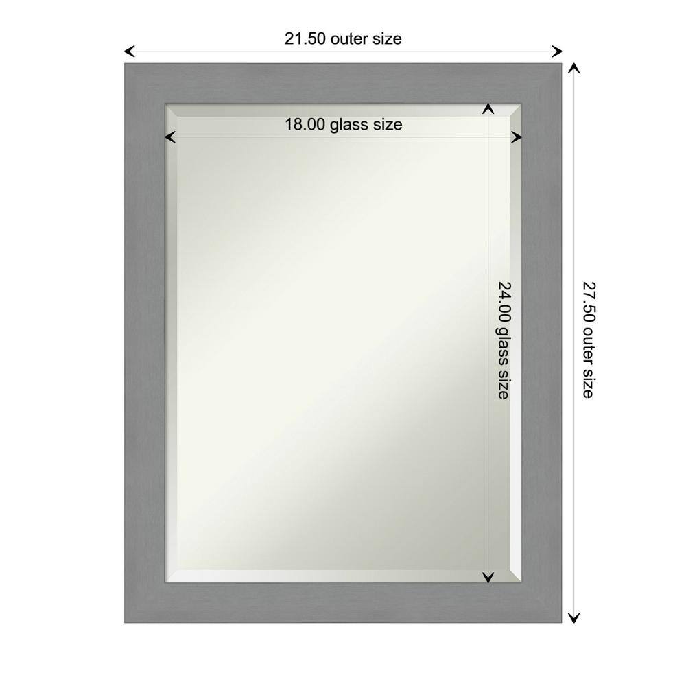 Contemporary Silver Rectangular Beveled Wall Mirror