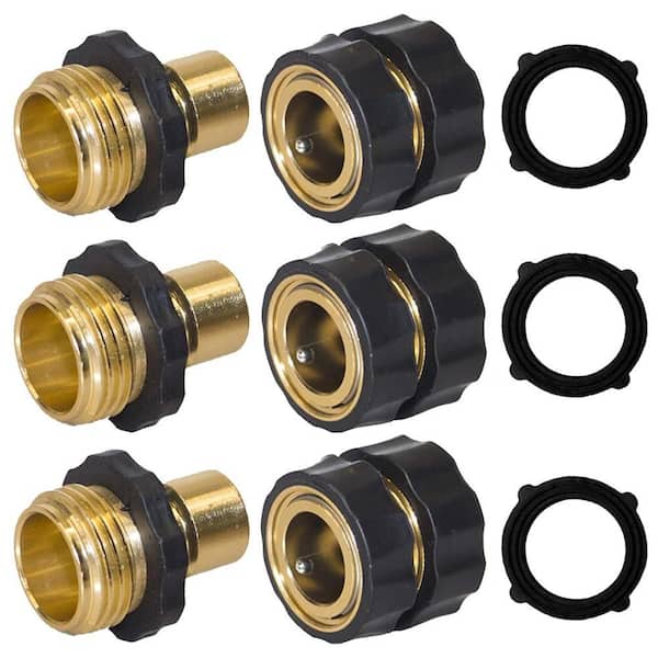 SenQWFa 3/4 in. Aluminum Garden Hose Quick Connect Fitting Male and Female Adapter Set (3-Pack)