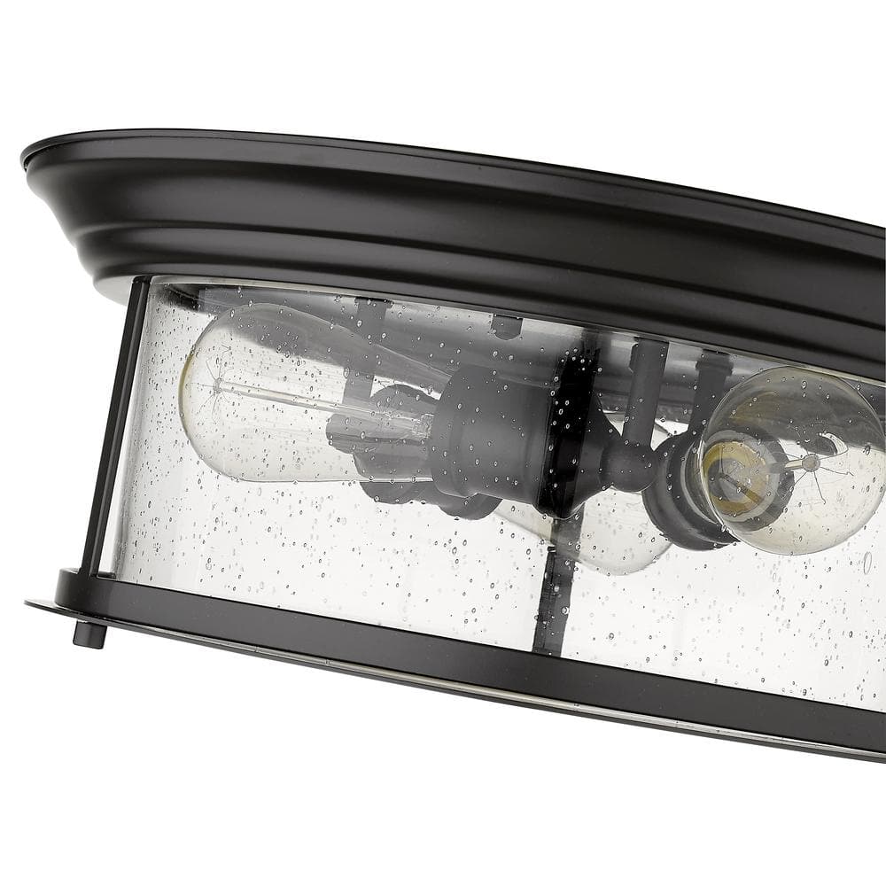 Bronze and Glass 3-Light Flush Mount Ceiling Fixture
