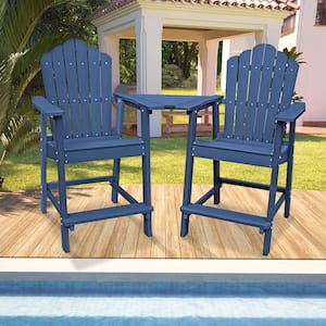 Navy Blue HIPS Plastic Connecting Tray Table with 2 in. Hole for Adirondack Chairs(1-Pack)