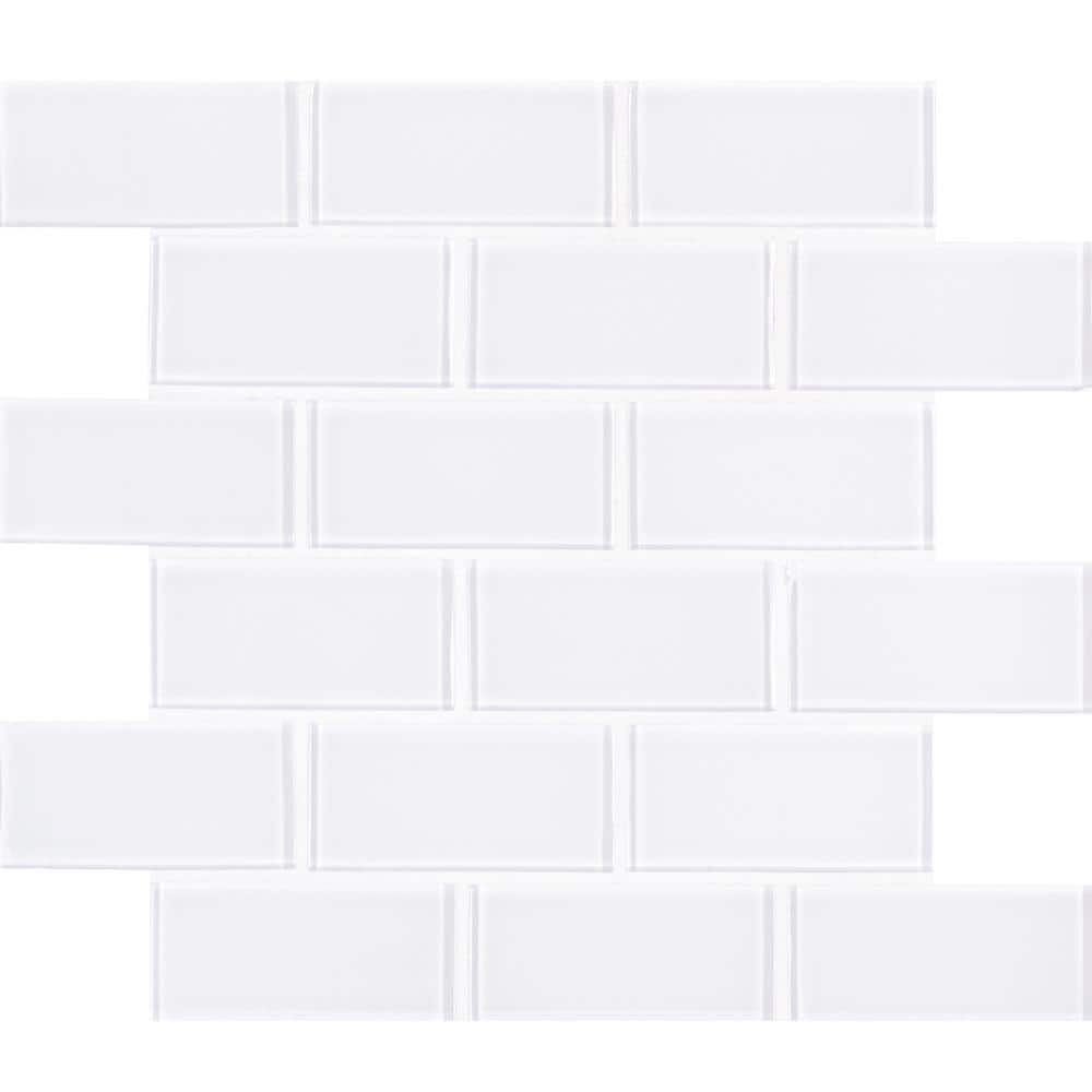 MSI Ice Bevel 12 in. x 13.88 in. Textured Glass Subway Wall Tile (9.7 ...