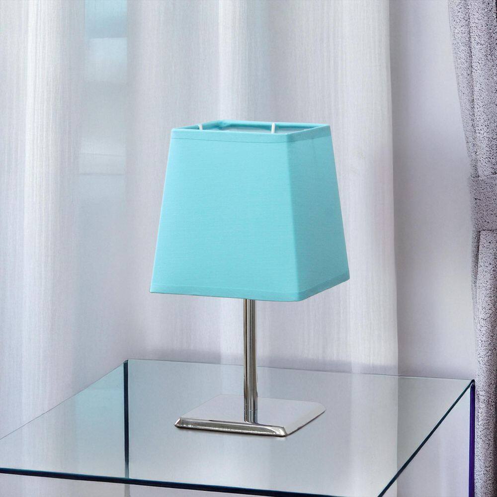 9.65 Square Chrome Table Lamp, Aqua Blue Shade, Compact Accent for Entryway or Living Room price history on PriceWatchPro