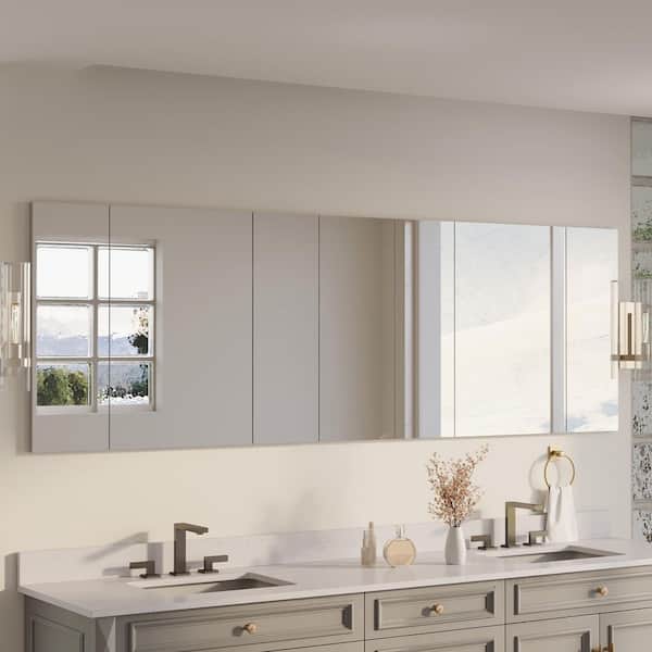 92 in. W x 30 in. H Rectangular Recess/Surface Mount Medicine Cabinet with Mirror, Soft Close Door