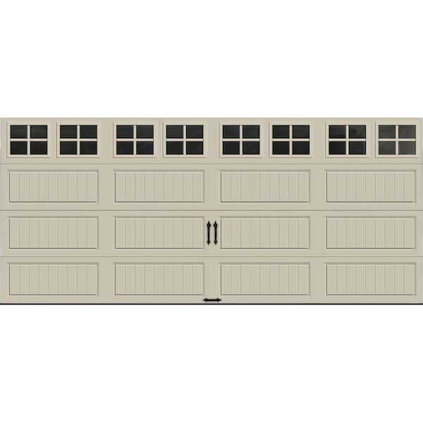 Clopay Gallery Steel Long Panel 16 ft x 7 ft Insulated 6.5 R-Value  Desert Tan Garage Door with SQ22 Windows