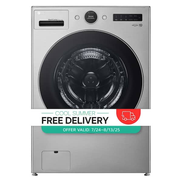 5.0 cu. ft. Mega Capacity Smart Front Load Electric All-in-One Washer Dryer Combo with TurboWash 360 in Graphite Steel
