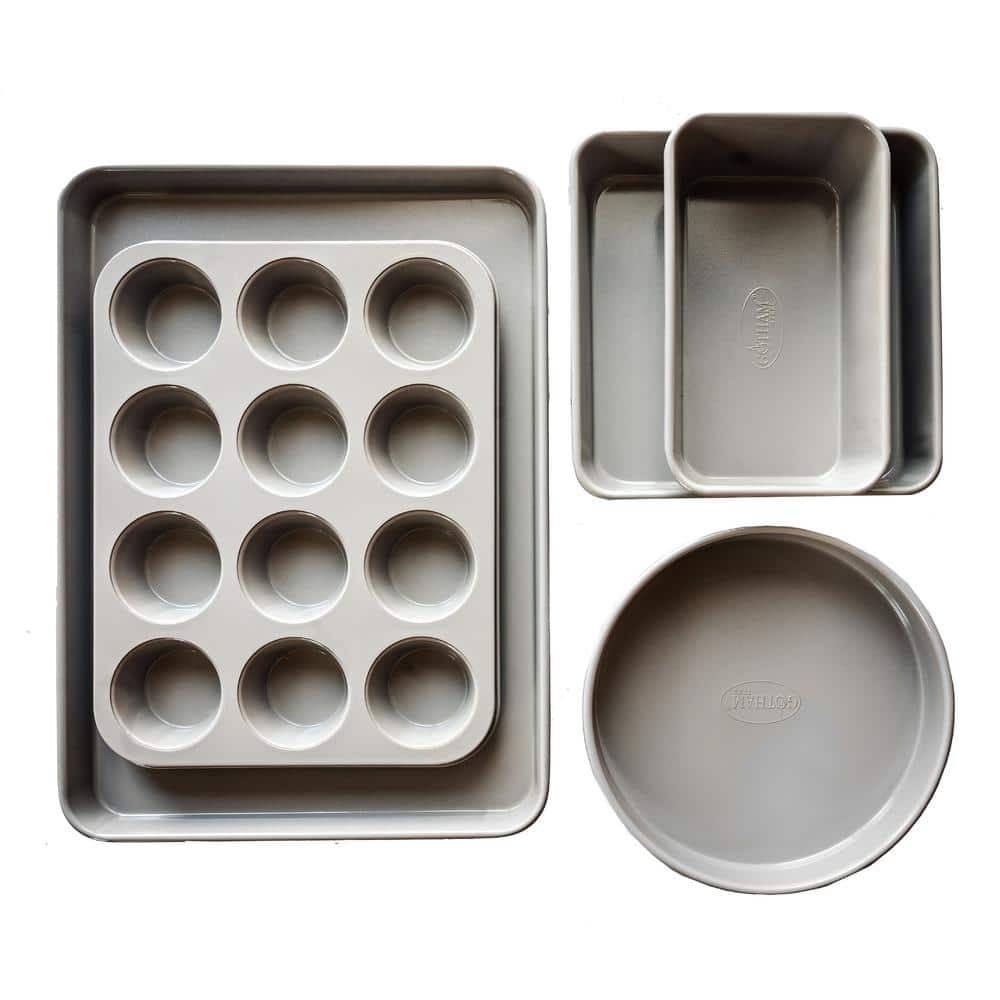 BakerEze 12-Piece Nonstick Steel Bakeware Set, Cookie Pan Set, Gray