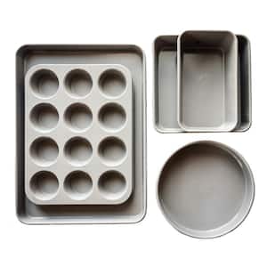 Professional 5-Piece Aluminum Ti-Ceramic Nonstick Ultimate Bakeware Set in Grey
