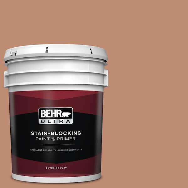 BEHR ULTRA 5 gal. #230F-5 Suntan Glow Flat Exterior Paint & Primer