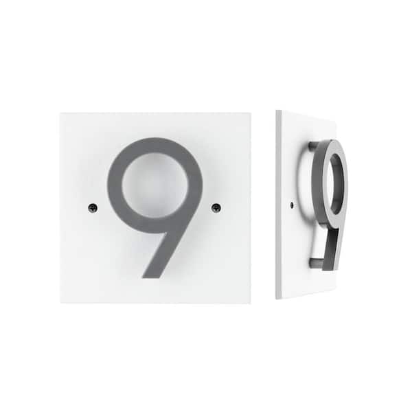 Floating Stand-Off 1-Number Horizontal Sign White with Silver Modern Font Number