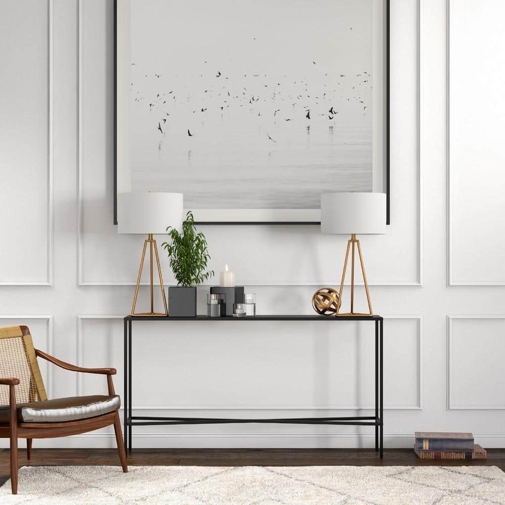 Henley 55'' Blackened Bronze Metal & Glass Console Table