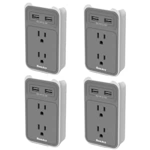 2.1 Amp 2-Outlet Wall Mount Cradle with Dual USB Ports (4-Pack)