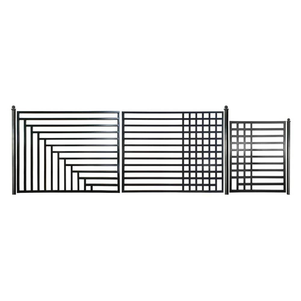 Kyiv Style 18 ft. x 6 ft. Black Steel Dual Swing Driveway Gate Kit with Pedestrian Gate price history on PriceWatchPro
