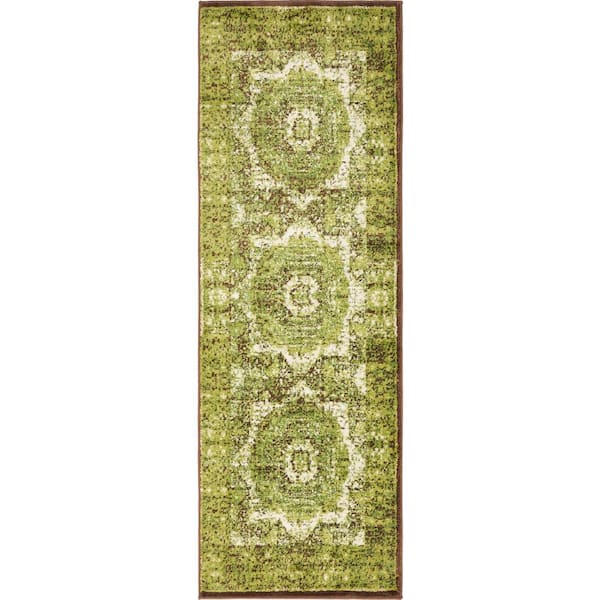 Unique Loom Imperial Lygos Green 2' 0 x 6' 0 Runner Rug