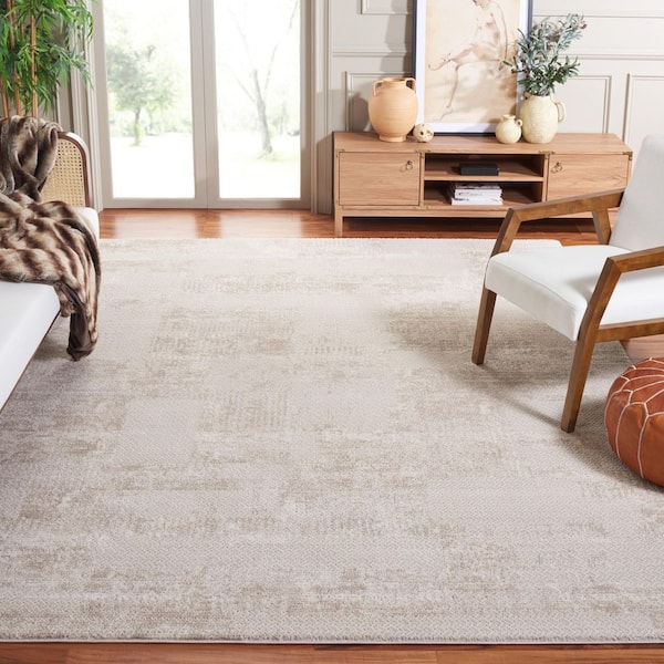 Continental 9 ft. x 12 ft. Ivory/Beige Marle Basketweave Area Rug