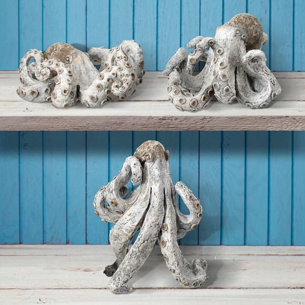 Regency International 6 H x 5 W in. Grey Resin Octopus Set of 3