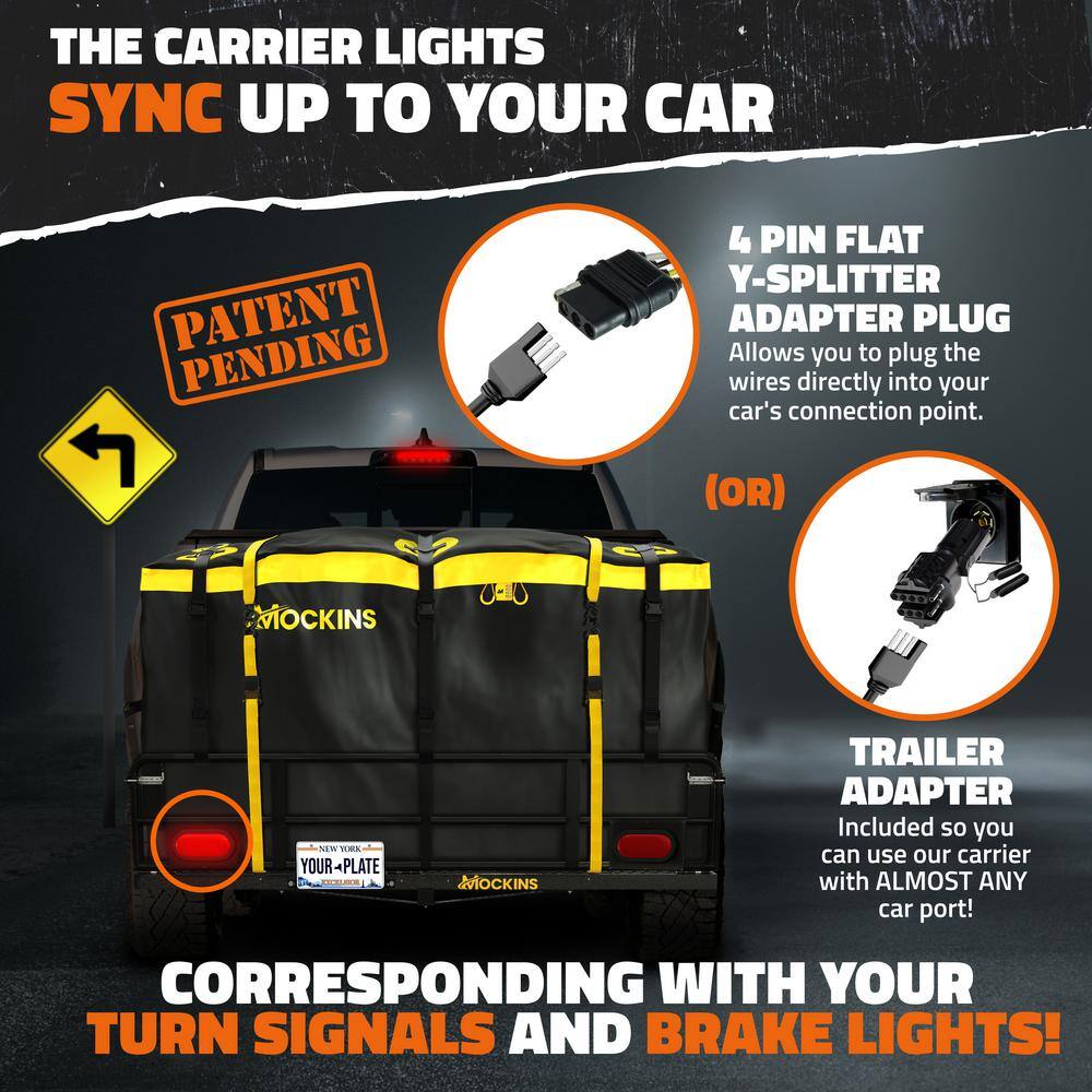 Mockins 60"x24"x14" High Rail Hitch Cargo Carrier with Yellow Bag