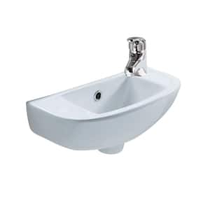 Compact Slim Line Wall-Mounted Bathroom Sink in White
