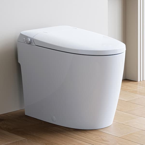 Non-Electric Elongated Bidet Toilet 1.0 GPF in White with ADA Chair Height, Foot Kick to Flush, Map Flush 1000 g