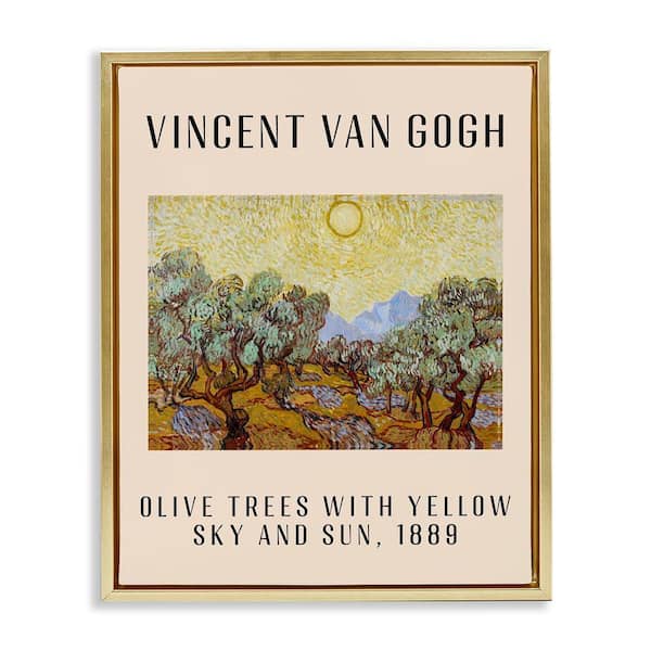 Stupell Industries Classic Olive Trees Van Gogh by Daphne Polselli Gold Floater Frame Nature Graphic Art Print 31 in. x 25 in.
