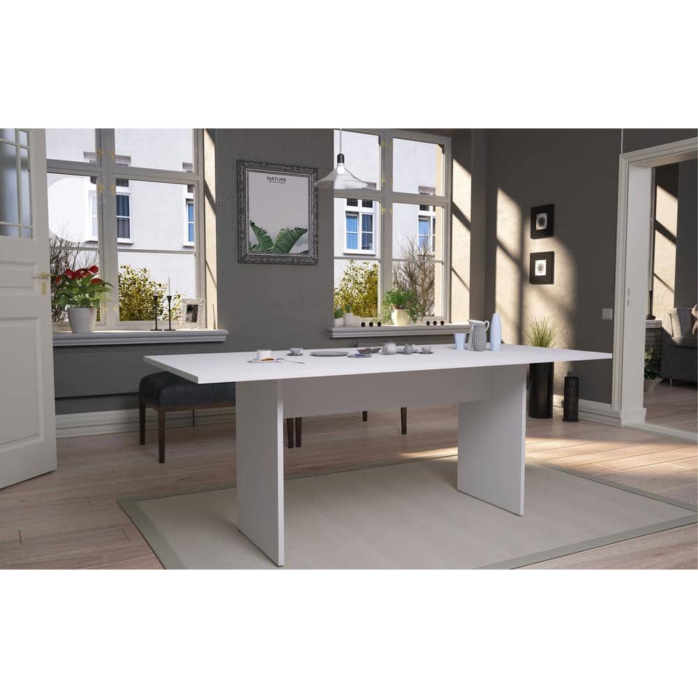 67.91" White MDF Modern Rectangular Dining Table