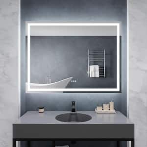 36 in. W x 48 in. H Large Rectangular Frameless LED Light Wall Mounted Bathroom Vanity Mirror with Defogger