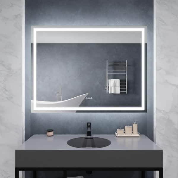 ANZZI 36 in. W x 48 in. H Large Rectangular Frameless LED Light Wall Mounted Bathroom Vanity Mirror with Defogger