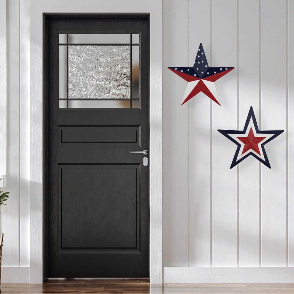Patriotic Red, White, and Blue Metal Star Wall Decoration